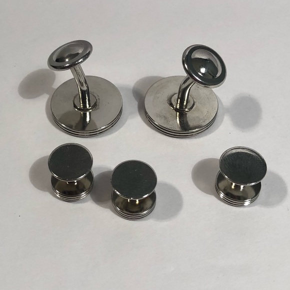 5 piece men’s cuff links with shirt buttons - Picture 5 of 5